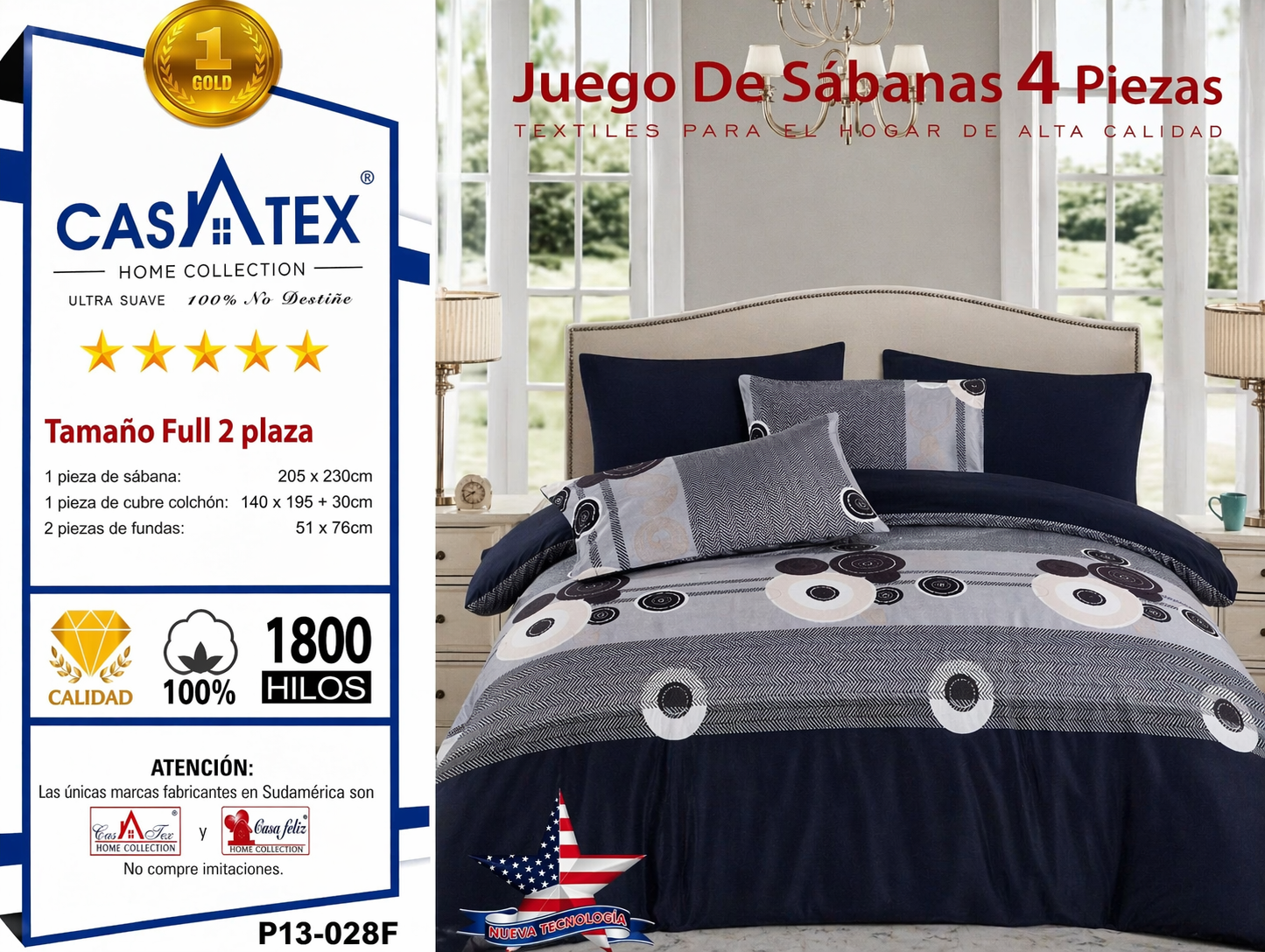 Juegos de Sabanas 4 Piezas Full 2 Plaza CASATEX - Imagen 2