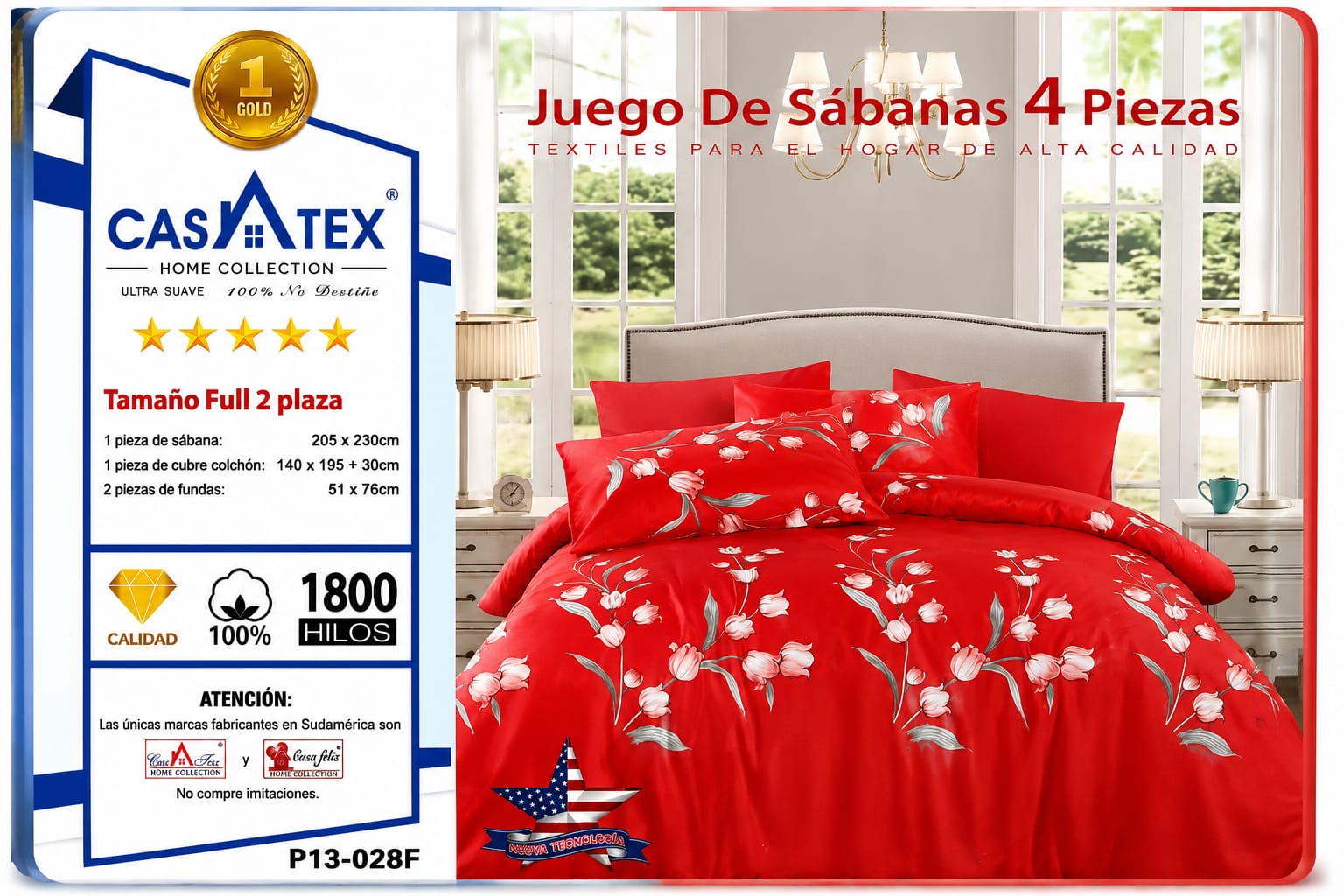 Juegos de Sabanas 4 Piezas Full 2 Plaza CASATEX - Imagen 3