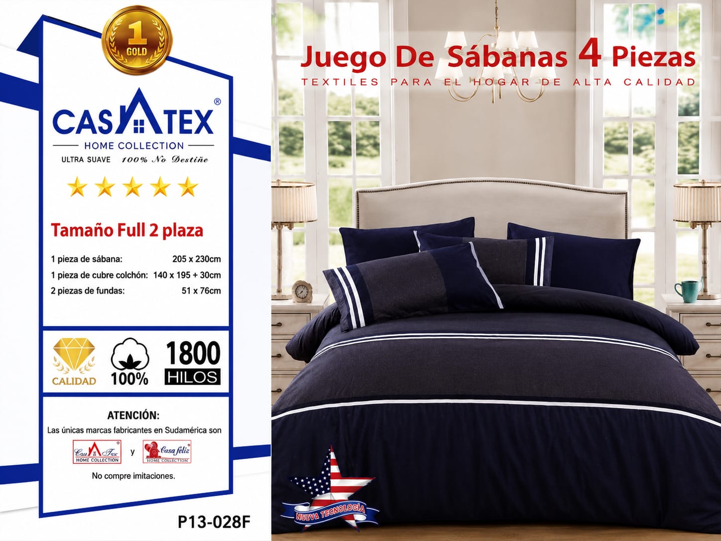 Juegos de Sabanas 4 Piezas Full 2 Plaza CASATEX - Imagen 2